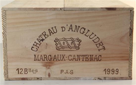 A case of twelve bottles of Chateau DAngludet, Margaux-Cantenac, 1999.